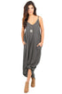 Sexy Charcoal Grey Boho Pocketed Maxi Dress